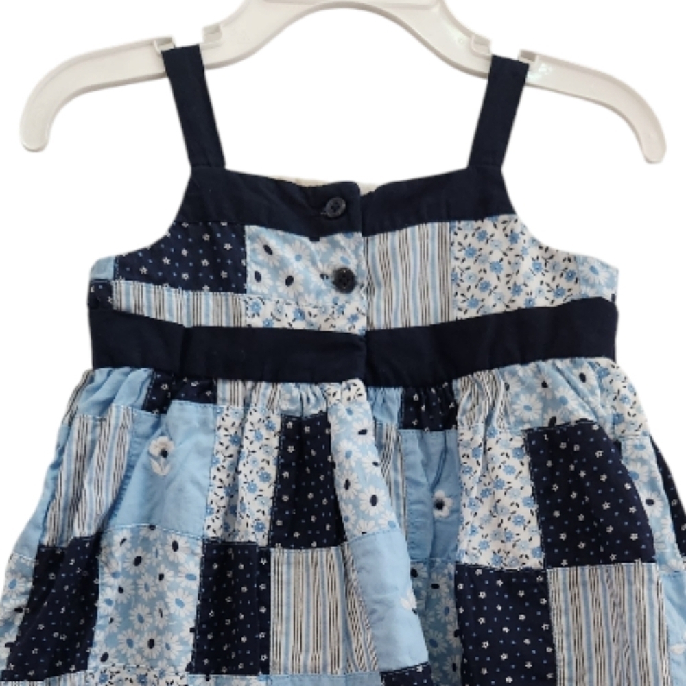2007 Janie and Jack Toddler Girl's Blue Skies Patchwork Floral Dress 18-24 Month - Picture 9 of 13